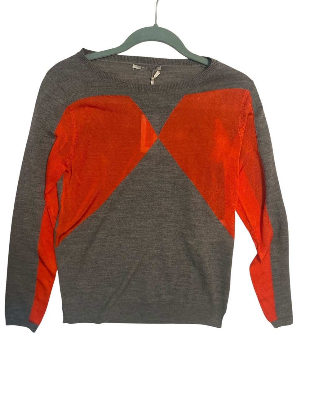 NWT Vintage Kookai Colorblock Geometric Knit Sweater Grey Orange Archival T2 / S